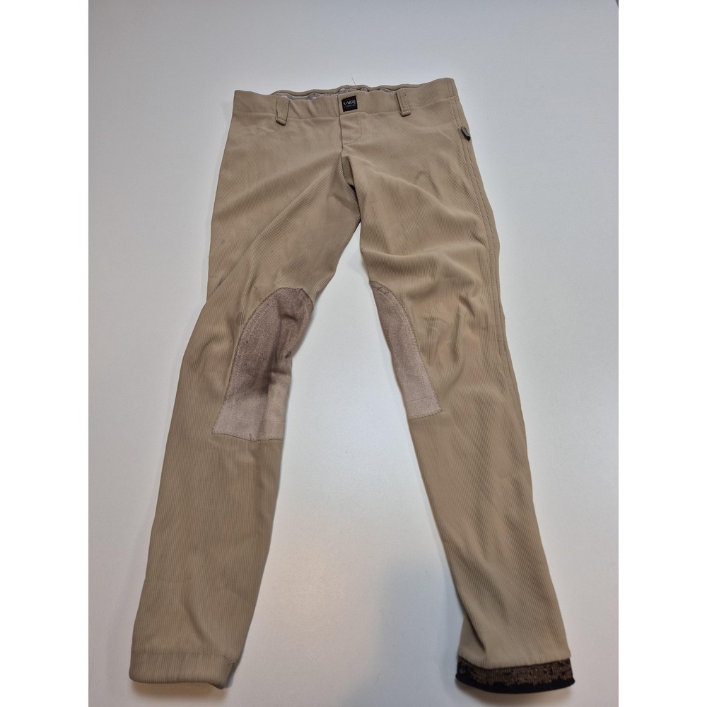 Devon-Aire X-Wear Equestrian Breeches 26 Beige Knee Patch Riding
